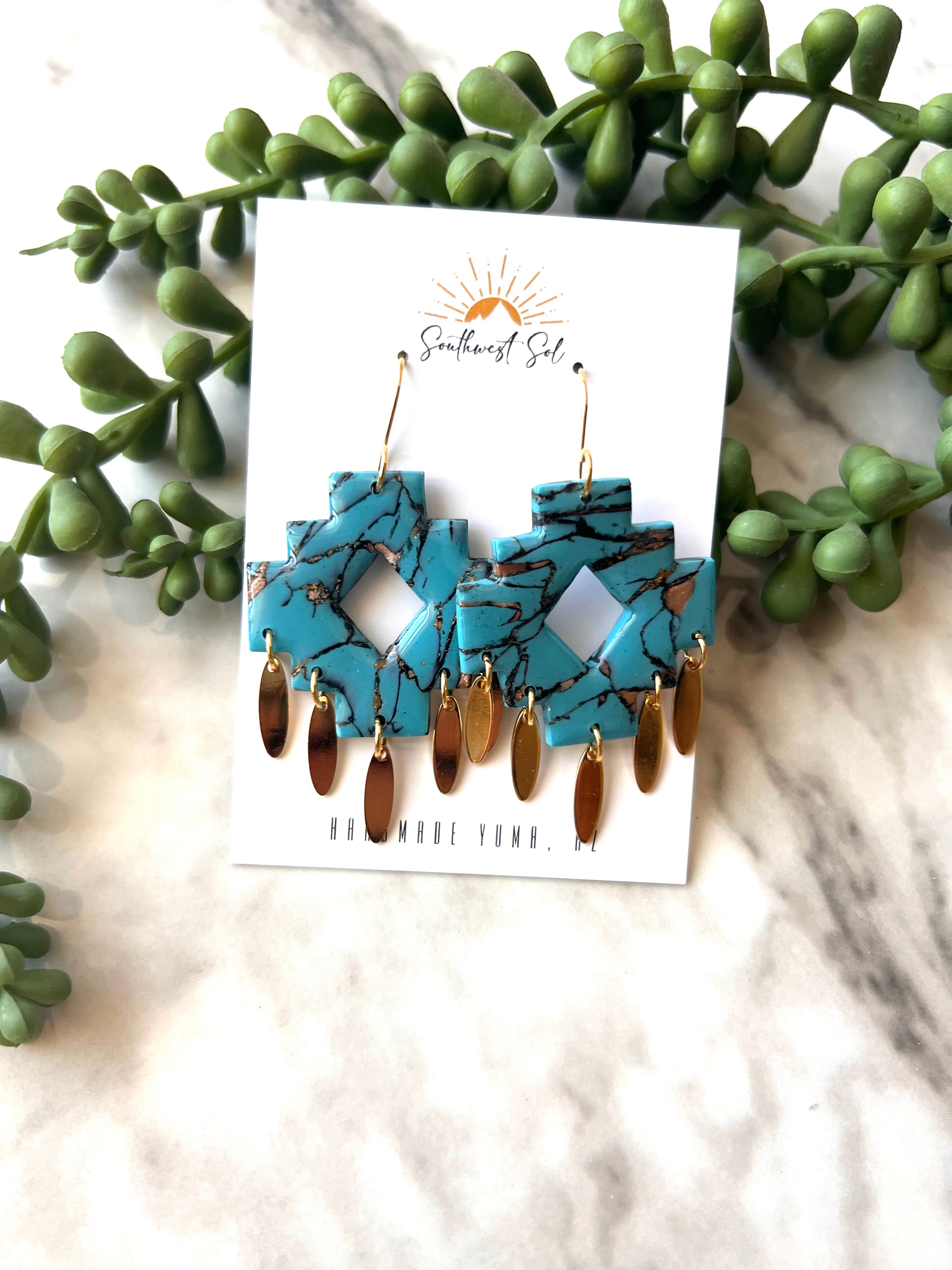 The Rhinehart Collection faux turquoise studs + dangles Southwest Sol