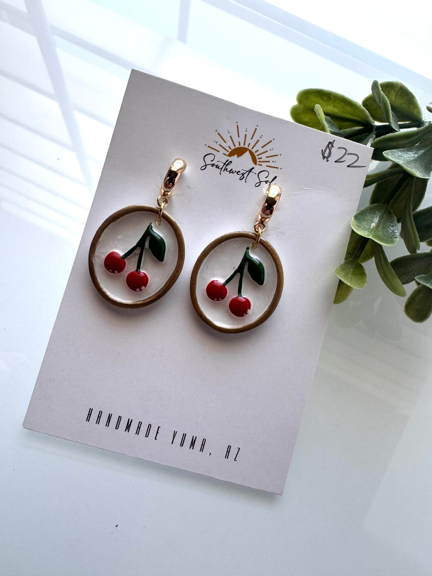 Hand Painted Cherry Dangles