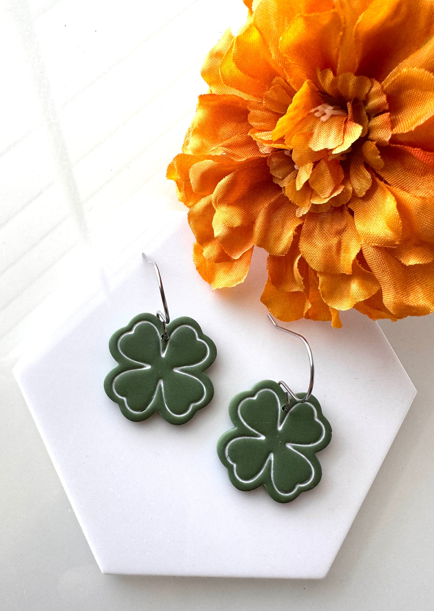 4H Inspired Clover Dangles - Fish Hooks