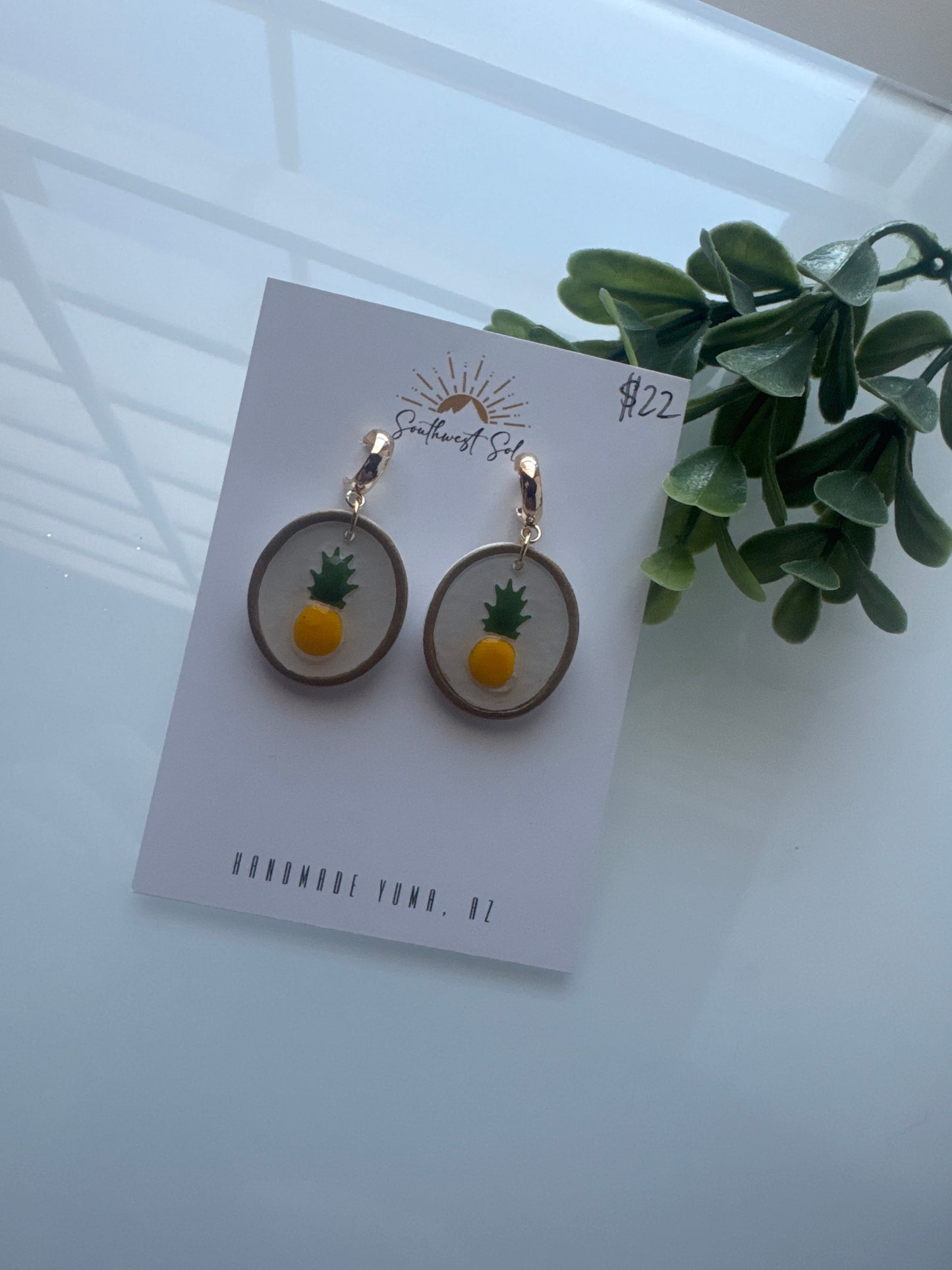 Hand Painted Pineapple Dangles