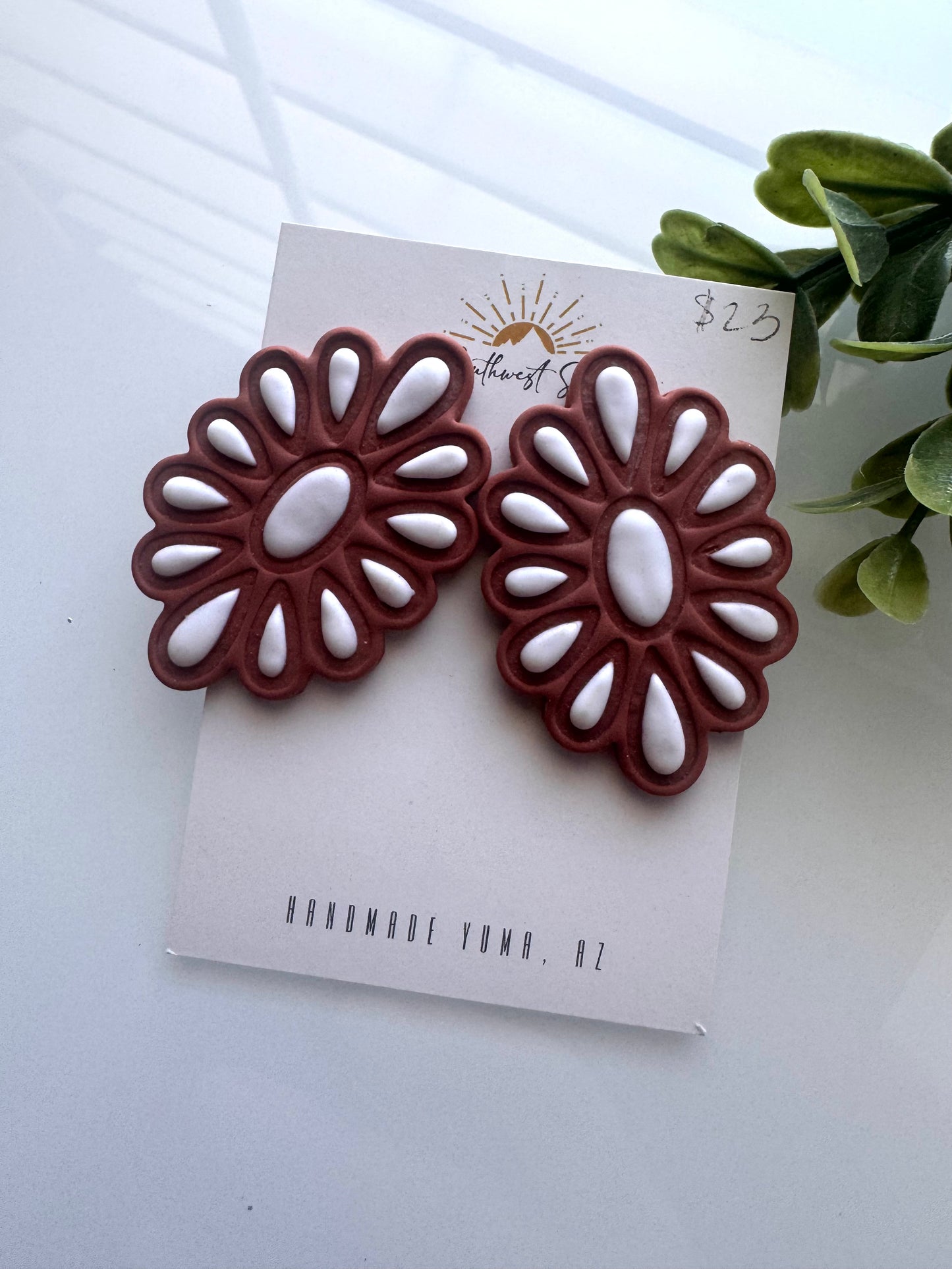 Hand Painted Terracotta Talavera Statement Studs