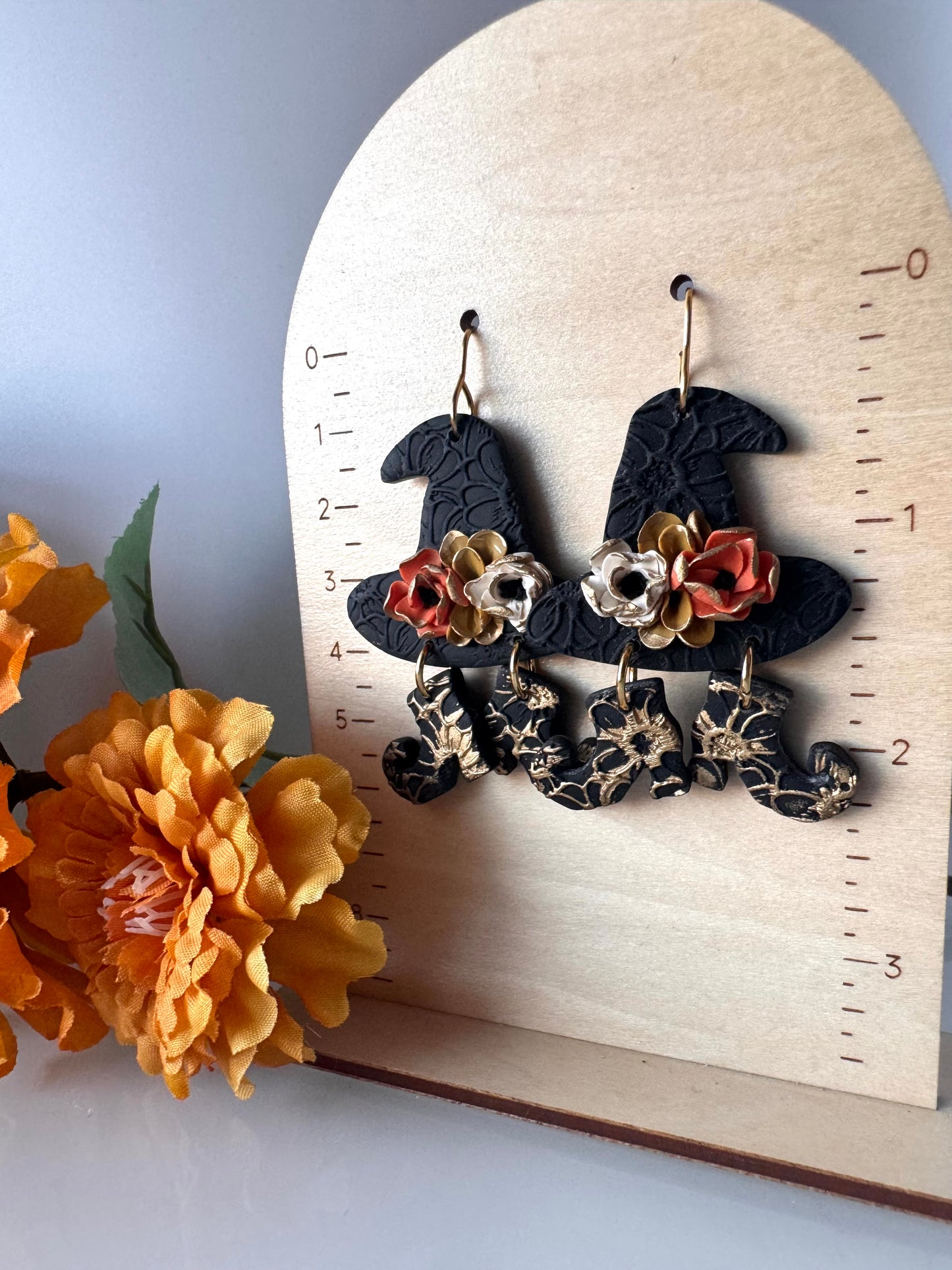 Floral Witch Hat and Shoes Dangle