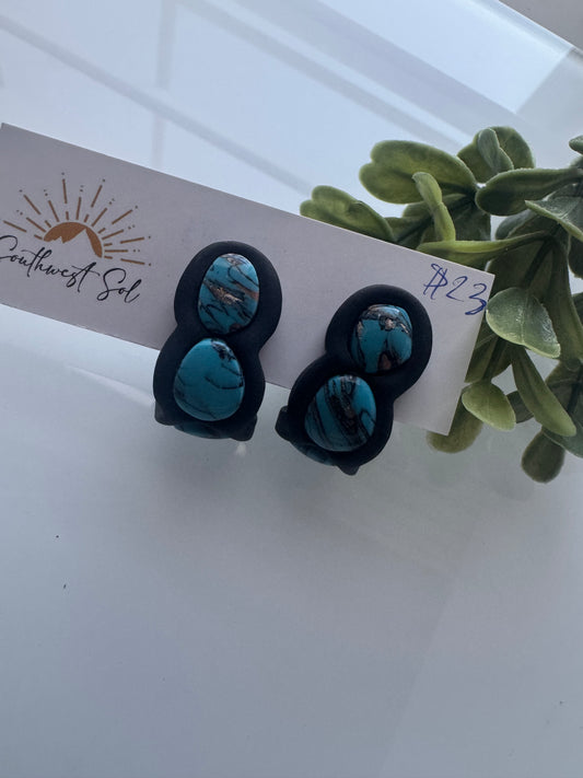 Faux Turquoise Huggies