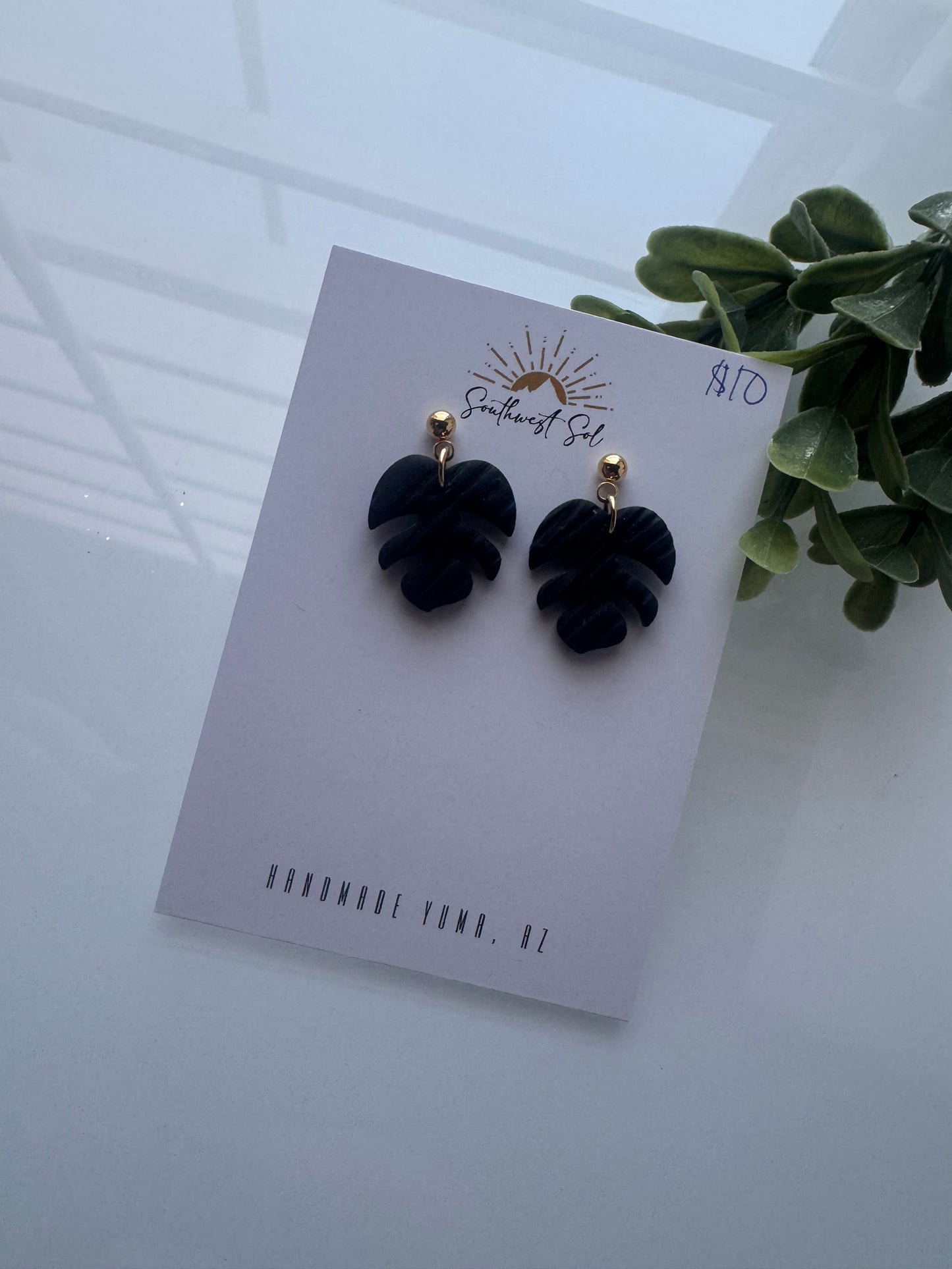 Black Monstera Mini Dangle