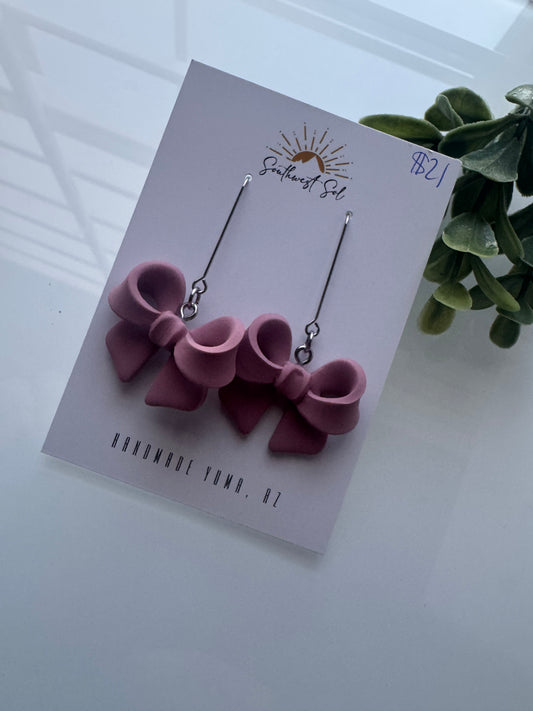 Blush Bow Dangles