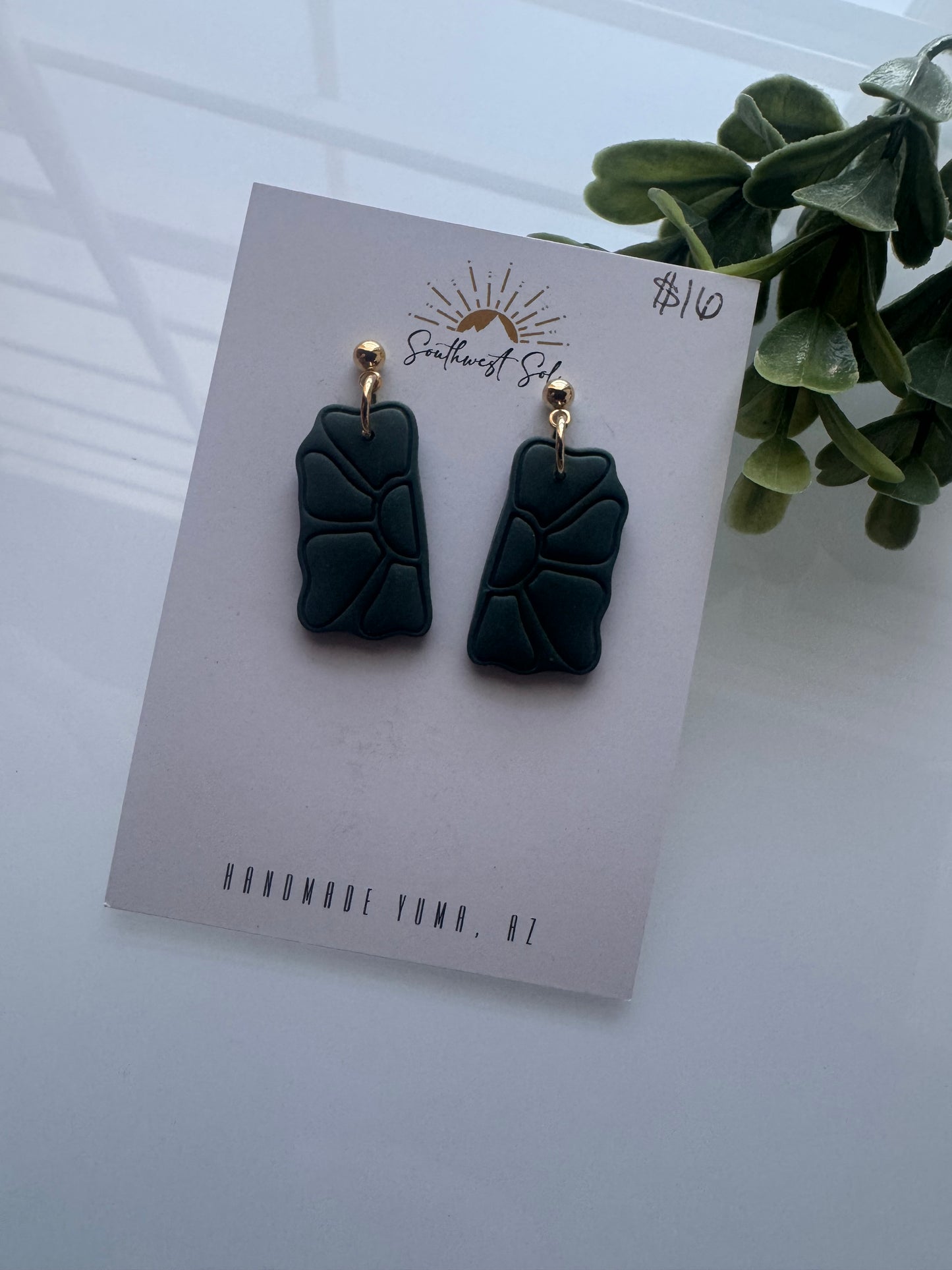 Green Half Flower Dangles