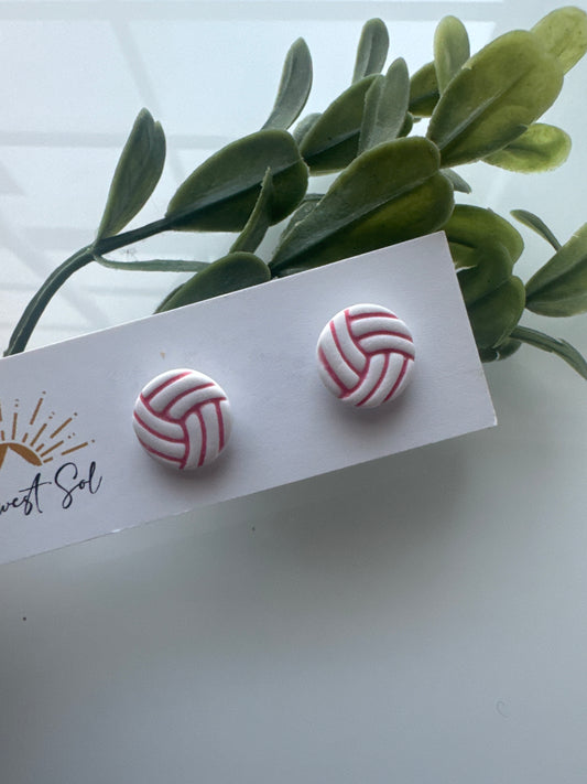 Pink Volleyball Studs