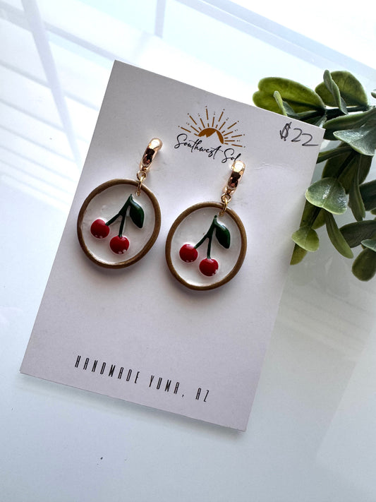 Hand Painted Cherry Dangles