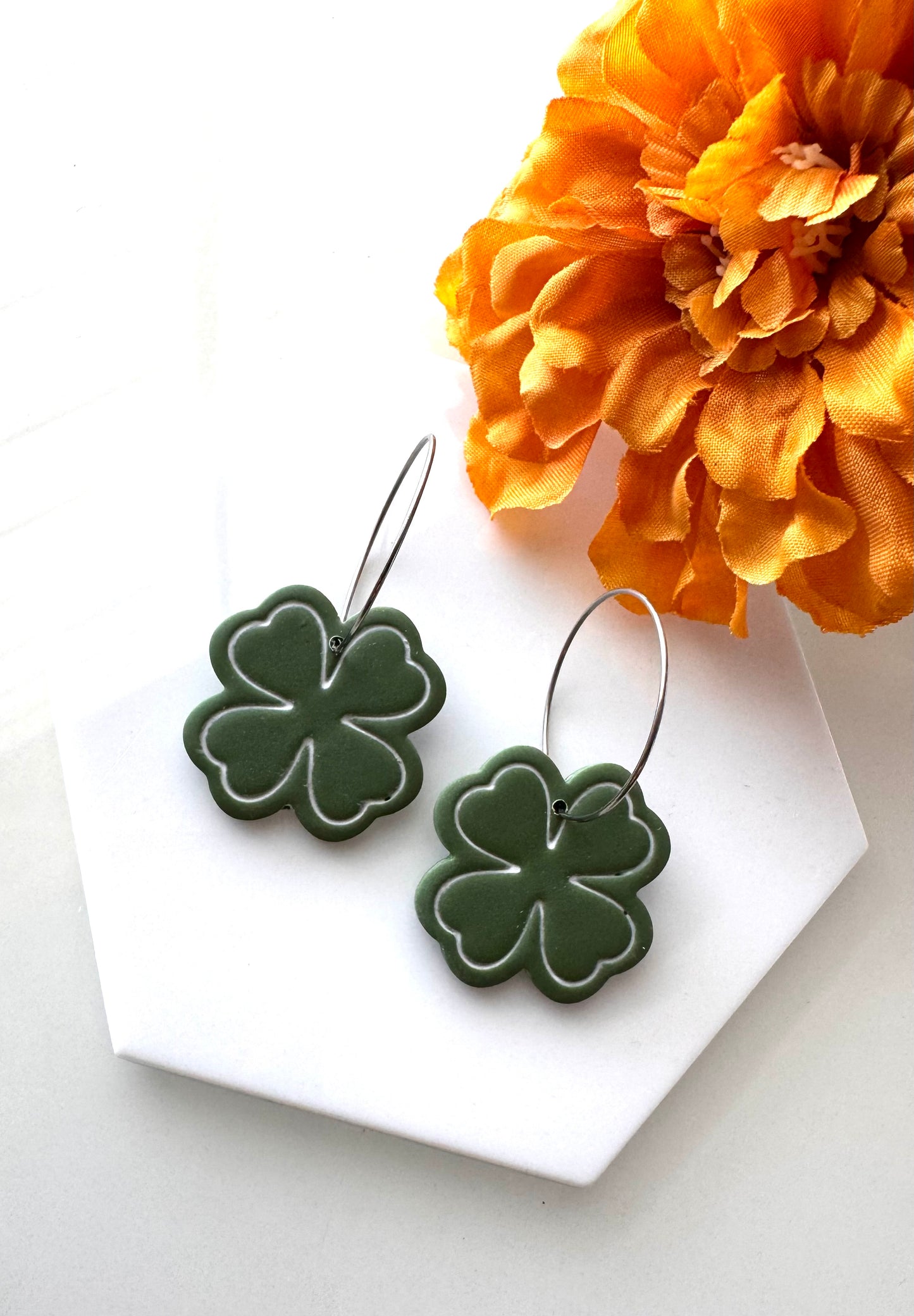 4H Inspired Clover Dangles - Hoops