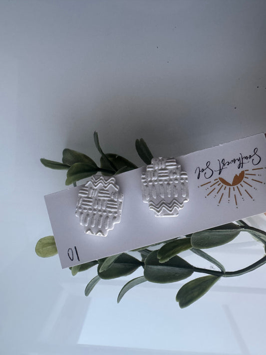 White Aztec Studs