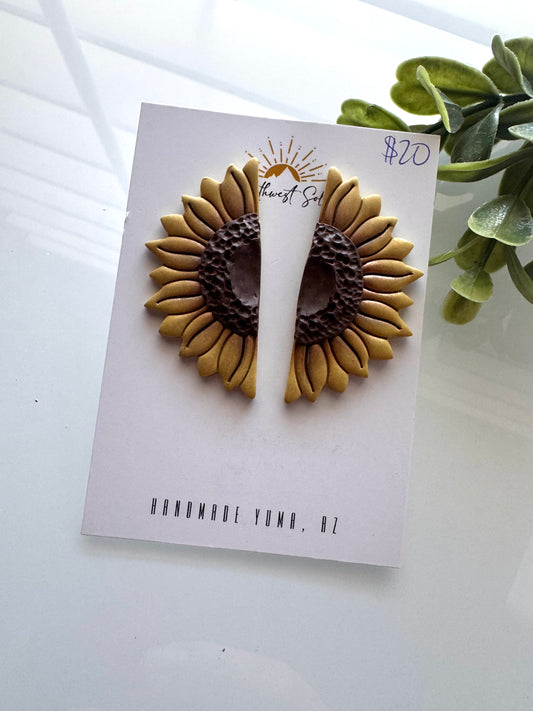 Half Sunflower Statement Studs
