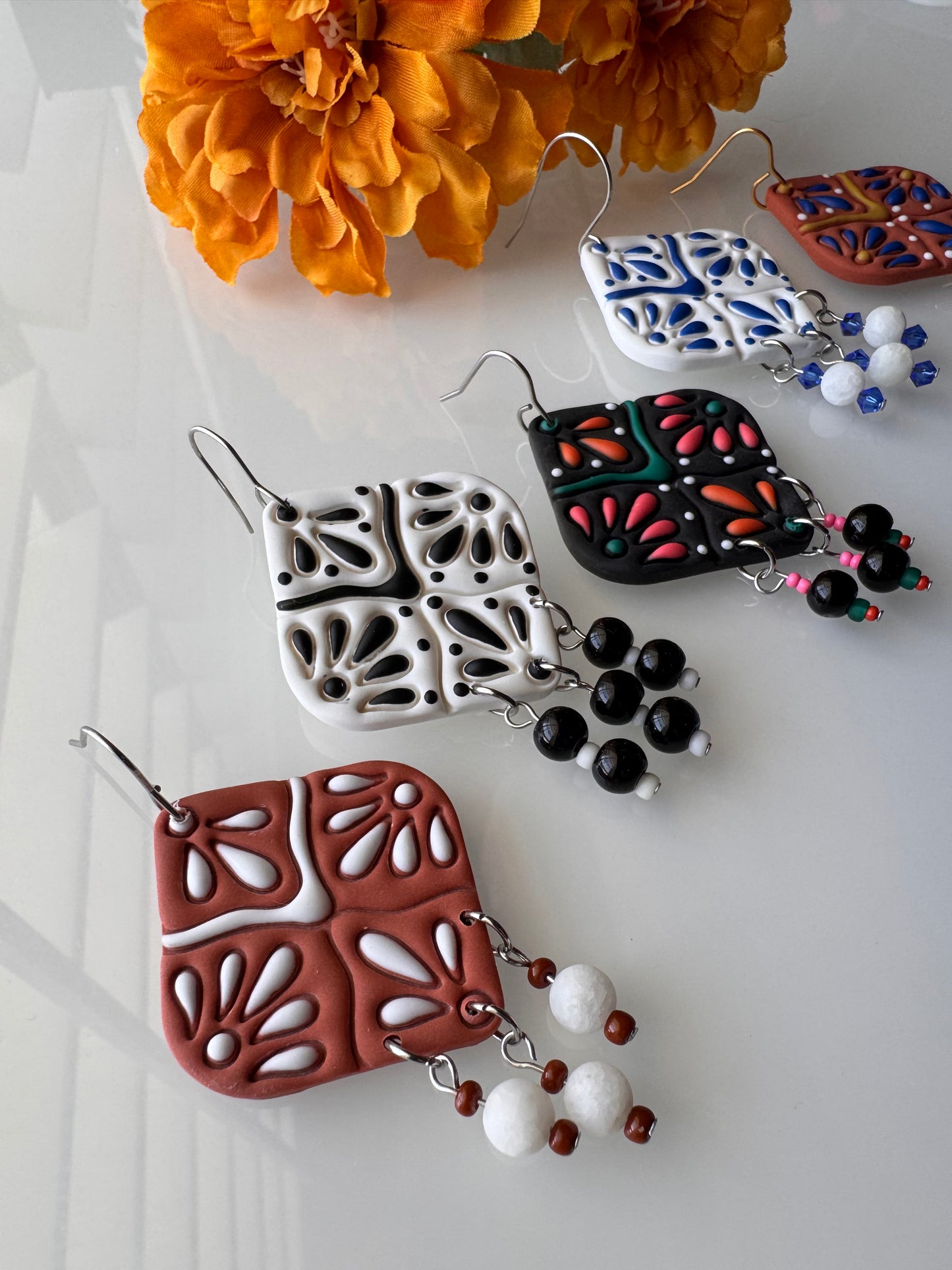 Talavera Tile Beaded Dangle - Choice of Color