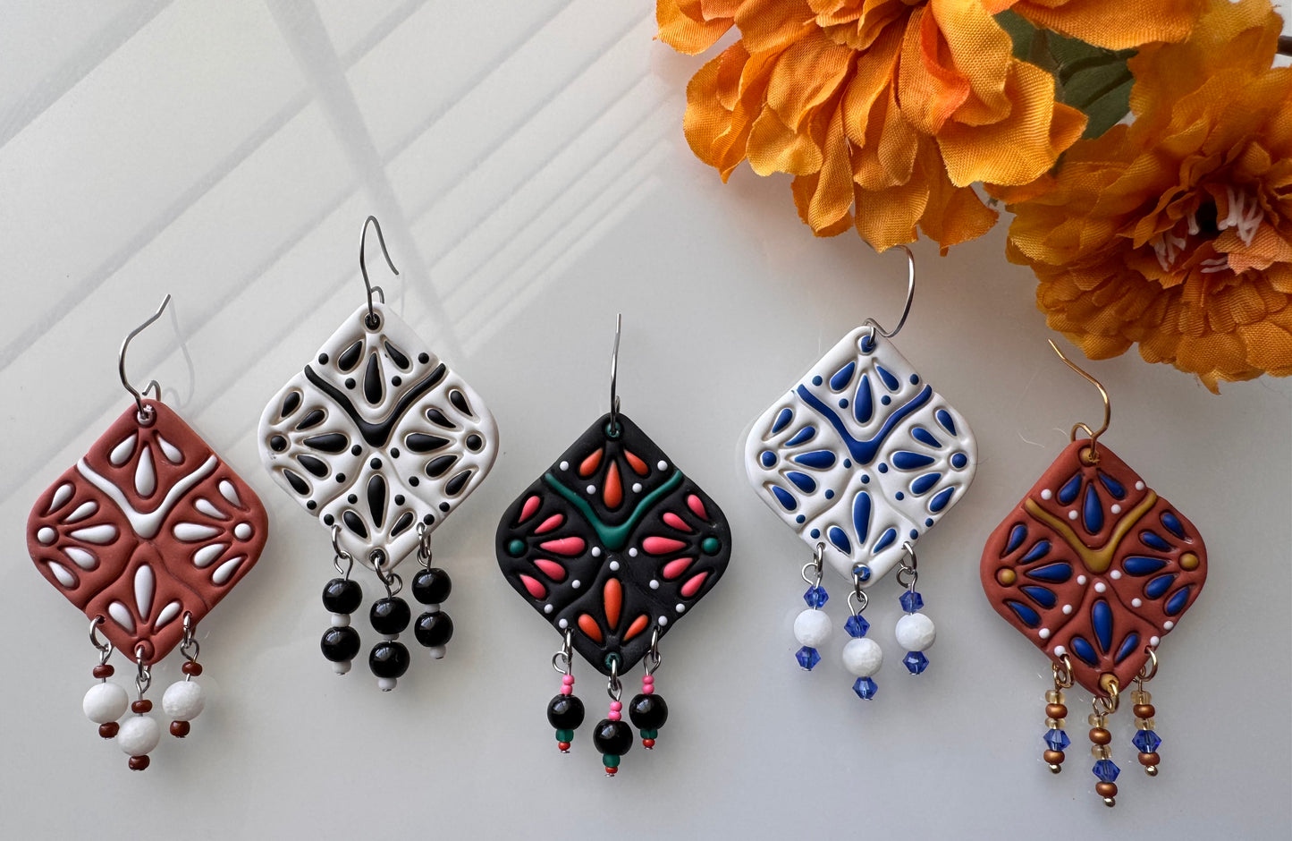 Talavera Tile Beaded Dangle - Choice of Color