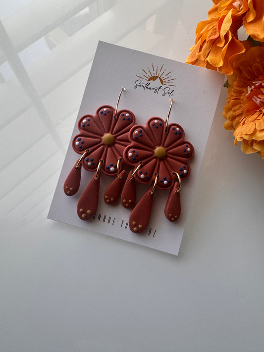 Talavera Tile Dangle - Terracotta and Multi Colored