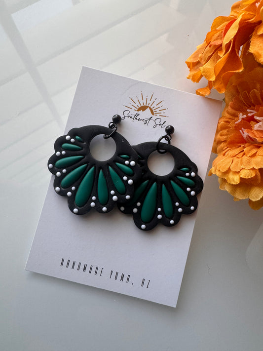 Talavera Tile Dangle - Black and Multi Colored