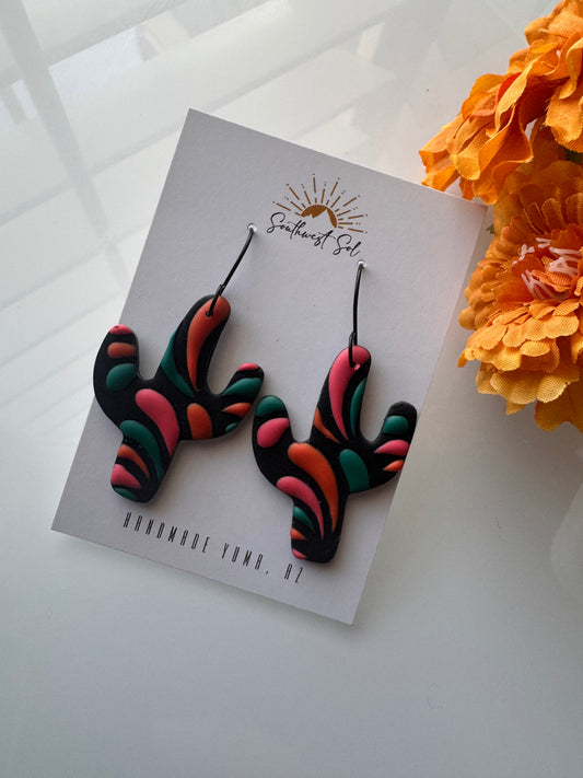 Talavera Tile Dangle - Black and Multi Colored
