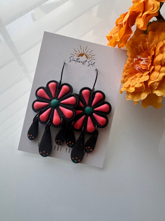 Talavera Tile Dangle - Black and Multi Colored