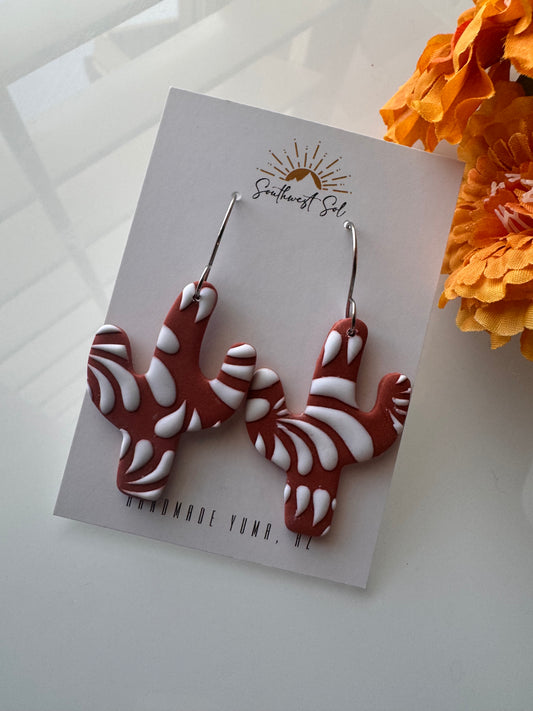 Talavera Tile Dangle - Terracotta and White