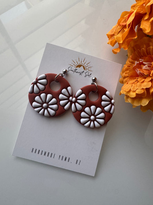 Talavera Tile Dangle - Terracotta and White