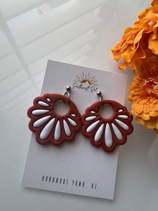 Talavera Tile Dangle - Terracotta and White