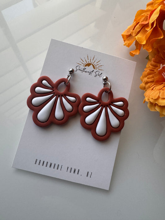 Talavera Tile Dangle - Terracotta and White