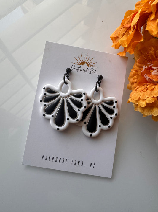 Talavera Tile Dangle - Black and White
