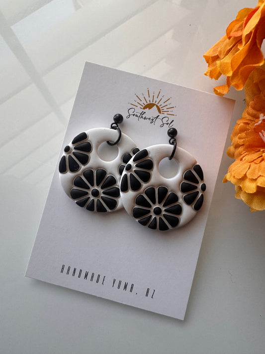 Talavera Tile Dangle - Black and White