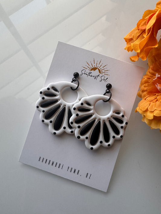 Talavera Tile Dangle - Black and White