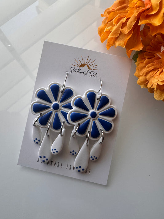 Talavera Tile Dangle - Blue and White