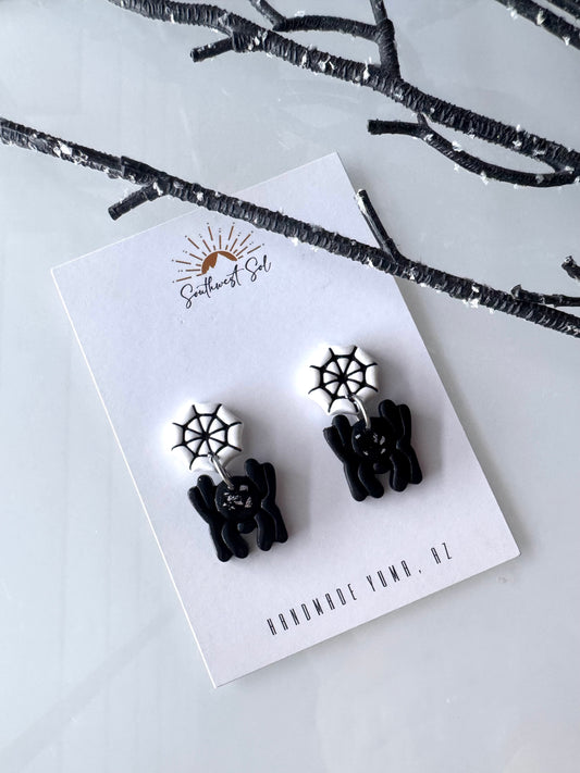Spider and Web Stud Post Mini Dangle